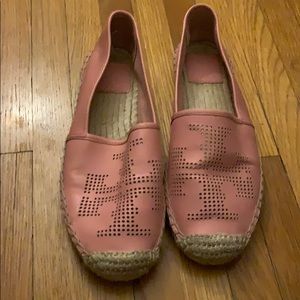Tory Burch Pink Leather Espadrilles